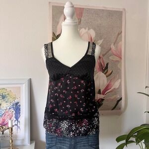 vintage y2k zara milkmaid tanktop floral womens sz small coquette feminine